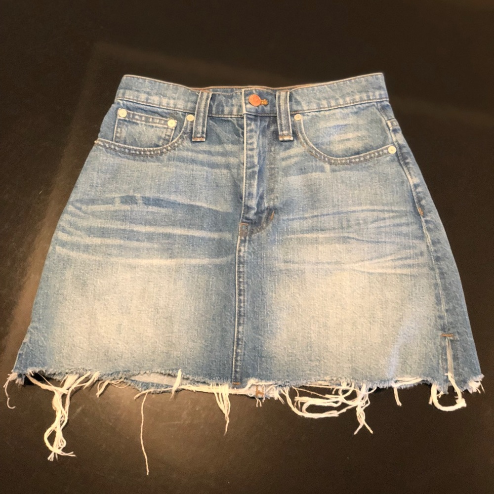Madewell Raw Hem High Rise Jean Skirt